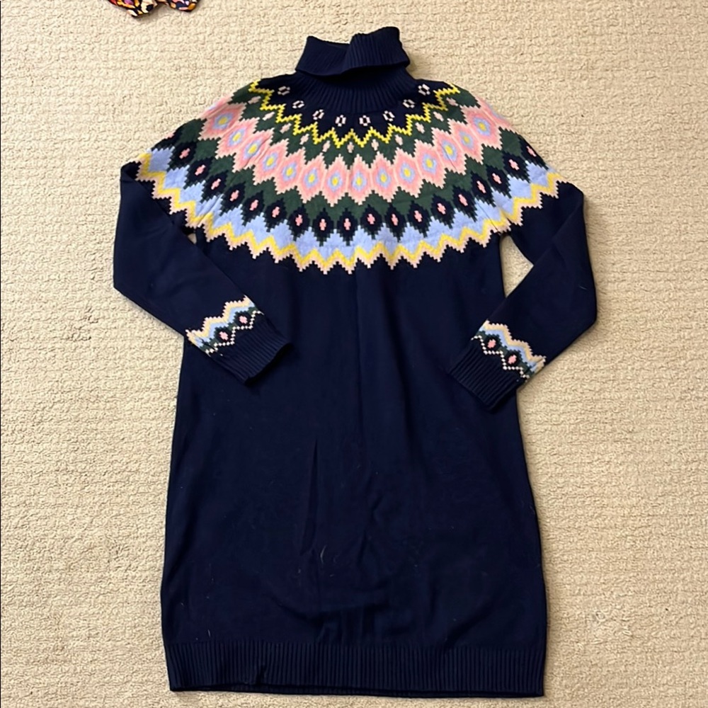 Boden 8L 8 long wool sweater dress fairisle